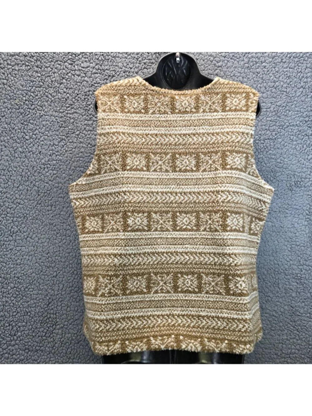 Christopher & Bank Fair Isle Fuzzy Fleece Teddy Zip Up Vest Sze XL Nordic Layers